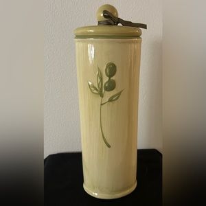Vintage 14.5” Canister with Olives